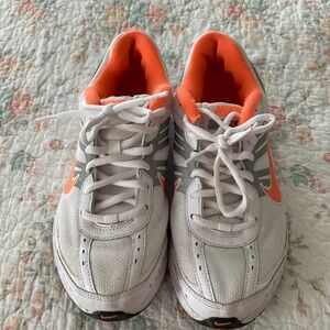 Nike Dart 8 Running shoes.  Women’s size 8.  White, orange and grey.